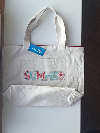 Сумка тканевая пляжная большая хлопок светлая новая женская текстиль аксессуар багаж багажная дорожн Москва - изображение 1