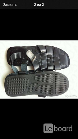 Сандалии новые мужские кожа черные 45 44 размер босоножки лето подошва прорезинена санадли обувь лет Москва - изображение 1
