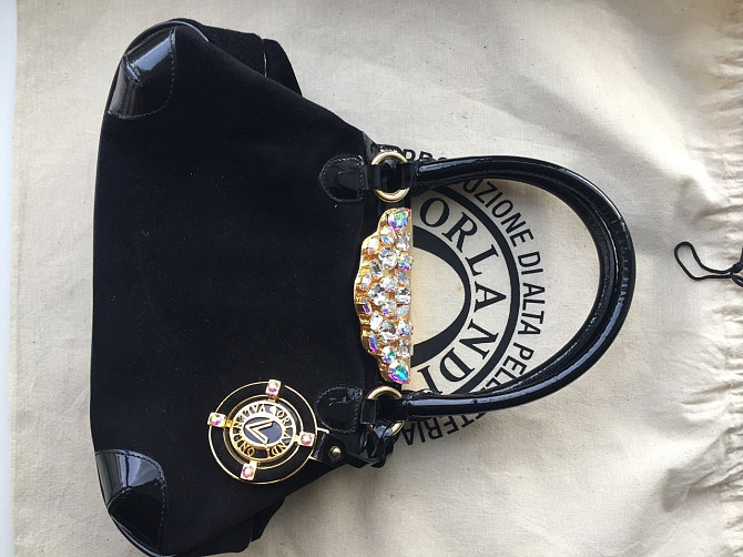 Сумка новая valentino orlandi италия черная замша стразы сваровски swarovski кристаллы хамелеон цвет Москва - изображение 1
