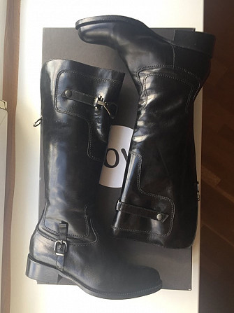 Сапоги женские now италия 39 размер кожа черные зима мех овчина кожаные сапожки зимние без каблука н Москва - изображение 1