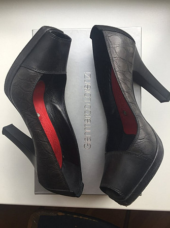 Туфли gianmarco lorenzi италия 39 размер кожа черные платформа 1см каблук 10 шпилька женские кожаные Москва - изображение 1