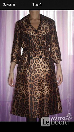 Плащ новый dolce&gabbana италия 46 м размер леопард корчиневый шелк длина миди Москва - изображение 1
