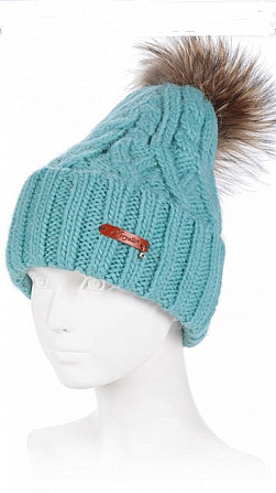 Шапка новая noryalli шерсть альпака меринос тифани бубон мех женская вязаная мятная зимняя теплая мя Москва - изображение 1