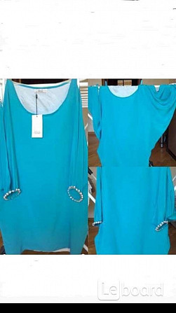 Платье новое ella luna италия м 46 шёлк голубое летучая мышь стразы сваровски swarovski кристаллы бе Москва - изображение 1