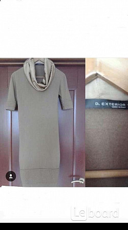 Платье б/у d exterior италия м 46 бежевое шерсть футляр зима вечернее стильное миди по фигуре Москва - изображение 1