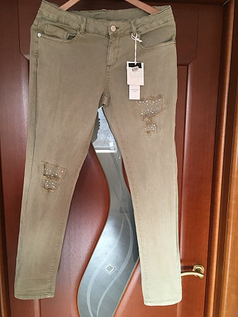 Джинсы новые modern easy kids италия размер 16 лет 170 см м 46 хаки стразы сваровски Москва - изображение 1