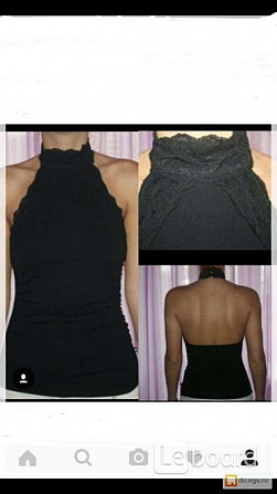 Топ morgan 46 м черный хлопок кружева стрейч спина открыта блуза блузка майка футболка рубашка лонгс Москва - изображение 1