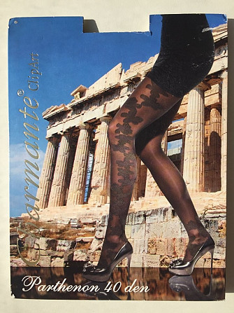 Колготки новые charmante италия 42 44 46 s м 40 den графит с рисунком цветы сбоку плотные по Москва - изображение 1