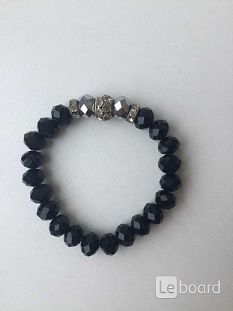Браслет бижутерия черный бусины стразы сваровски swarovski pandora пандора украшение подарок подарки Москва - изображение 1