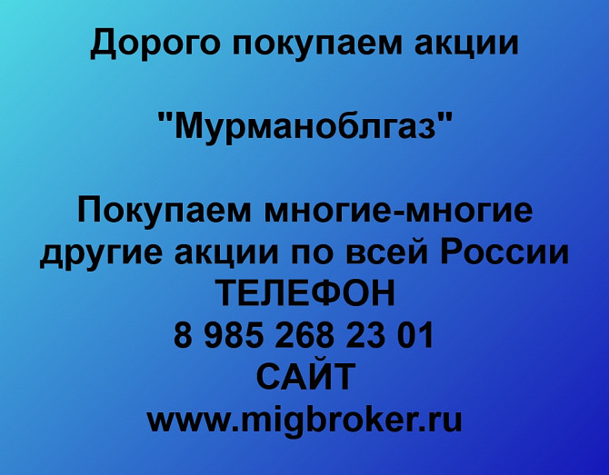 Купим акции «Мурманоблгаз» Мурманск - изображение 1